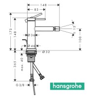 MEDIDAS MONOMANDO BIDE TECTURIS S HANSGROHE